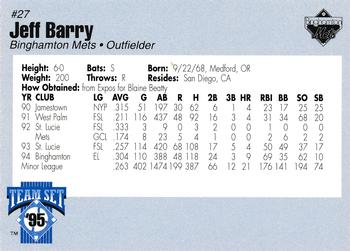 1995 Binghamton Mets #NNO Jeff Barry Back