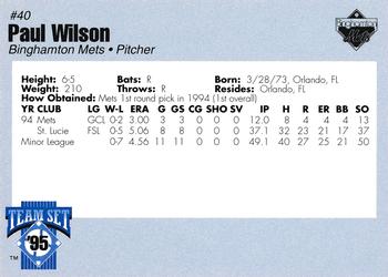 1995 Binghamton Mets #NNO Paul Wilson Back