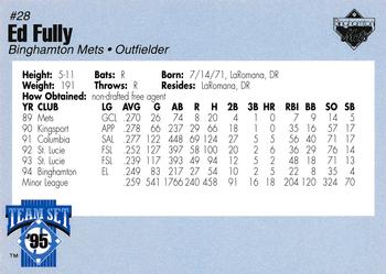 1995 Binghamton Mets #NNO Ed Fully Back