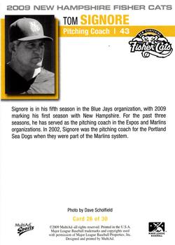 2009 MultiAd New Hampshire Fisher Cats #26 Tom Signore Back