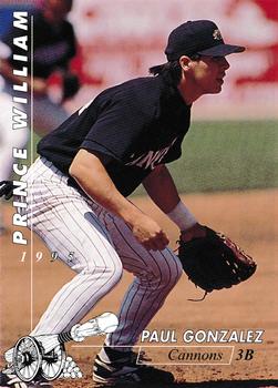1995 Multi-Ad Prince William Cannons #8 Paul Gonzalez Front