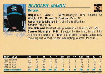 1995 Portland Sea Dogs #NNO Mason Rudolph Back