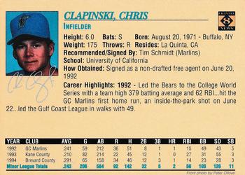 1995 Portland Sea Dogs #NNO Chris Clapinski Back