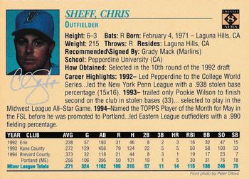 1995 Portland Sea Dogs #NNO Chris Sheff Back