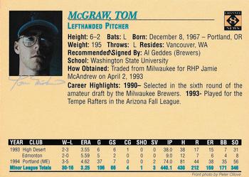 1995 Portland Sea Dogs #NNO Tom McGraw Back