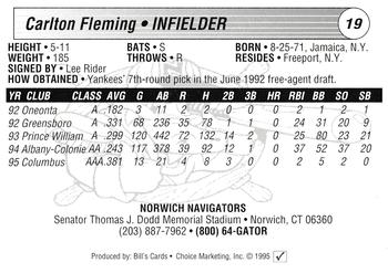 1995 Choice Norwich Navigators #NNO Carlton Fleming Back
