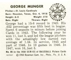 1986 Card Collectors 1950 Bowman (Reprint) #89 Red Munger Back