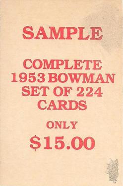 1983 Card Collectors 1953 Bowman Color Reprint #NNO Stan Musial Back