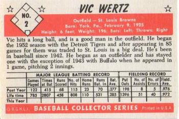 1983 Card Collectors 1953 Bowman Color Reprint #2 Vic Wertz Back