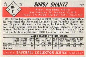 1983 Card Collectors 1953 Bowman Color Reprint #11 Bobby Shantz Back