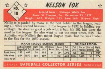1983 Card Collectors 1953 Bowman Color Reprint #18 Nellie Fox Back
