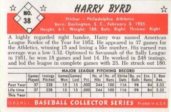 1983 Card Collectors 1953 Bowman Color Reprint #38 Harry Byrd Back