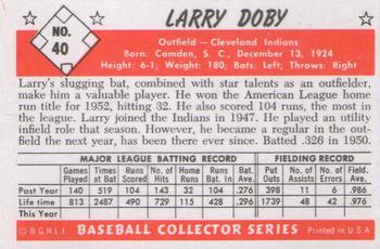 1983 Card Collectors 1953 Bowman Color Reprint #40 Larry Doby Back