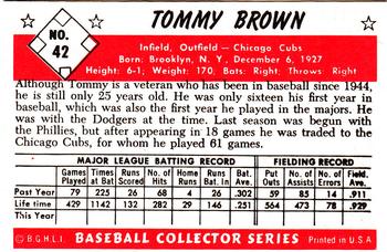 1983 Card Collectors 1953 Bowman Color Reprint #42 Tommy Brown Back