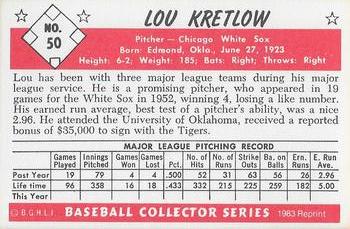 1983 Card Collectors 1953 Bowman Color Reprint #50 Lou Kretlow Back