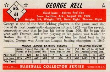 1983 Card Collectors 1953 Bowman Color Reprint #61 George Kell Back