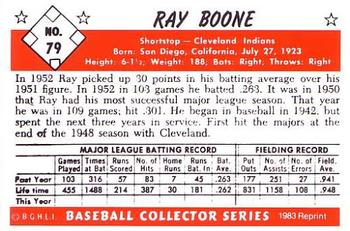 1983 Card Collectors 1953 Bowman Color Reprint #79 Ray Boone Back