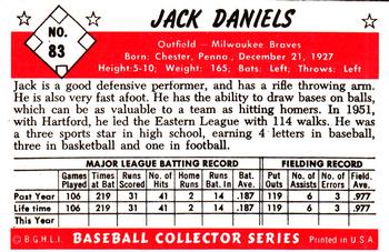 1983 Card Collectors 1953 Bowman Color Reprint #83 Jack Daniels Back