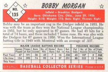 1983 Card Collectors 1953 Bowman Color Reprint #135 Bobby Morgan Back