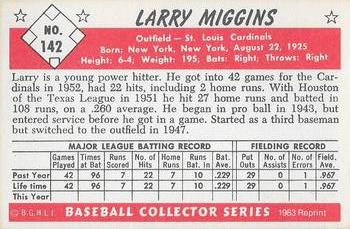 1983 Card Collectors 1953 Bowman Color Reprint #142 Larry Miggins Back