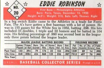 1983 Card Collectors 1953 Bowman Black & White Reprint #20 Eddie Robinson Back