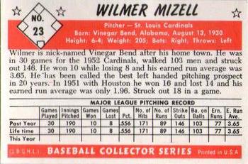 1983 Card Collectors 1953 Bowman Black & White Reprint #23 Wilmer Mizell Back