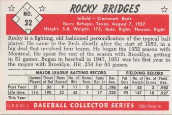 1983 Card Collectors 1953 Bowman Black & White Reprint #32 Rocky Bridges Back