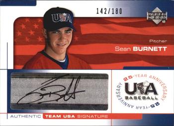 2004 Upper Deck USA 25th Anniversary - Signatures Black Ink #BU Sean Burnett Front