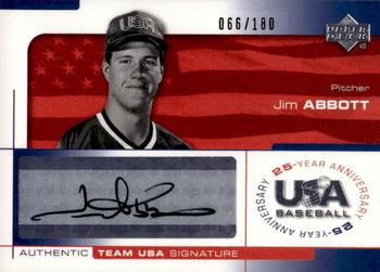 2004 Upper Deck USA 25th Anniversary - Signatures Black Ink #ABB Jim Abbott Front