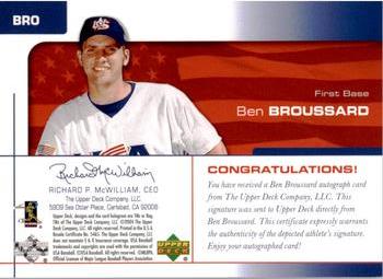 2004 Upper Deck USA 25th Anniversary - Signatures Black Ink #BRO Ben Broussard Back