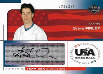 2004 Upper Deck USA 25th Anniversary - Signatures Black Ink #FIN Steve Finley Front