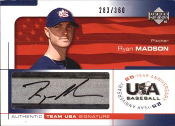 2004 Upper Deck USA 25th Anniversary - Signatures Black Ink #MAD Ryan Madson Front