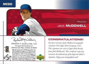 2004 Upper Deck USA 25th Anniversary - Signatures Black Ink #MCDO Jack McDowell Back