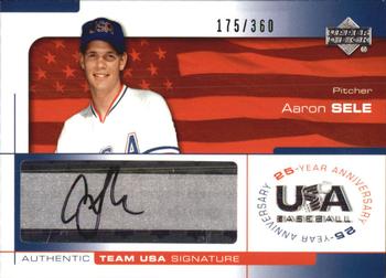 2004 Upper Deck USA 25th Anniversary - Signatures Black Ink #SELE Aaron Sele Front