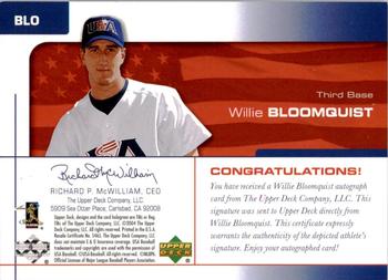 2004 Upper Deck USA 25th Anniversary - Signatures Green Ink #BLO Willie Bloomquist Back