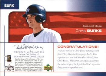 2004 Upper Deck USA 25th Anniversary - Signatures Green Ink #BURK Chris Burke Back