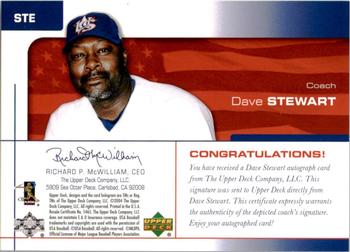 2004 Upper Deck USA 25th Anniversary - Signatures Green Ink #STE Dave Stewart Back