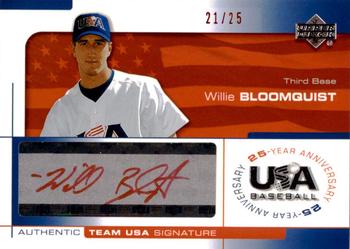 2004 Upper Deck USA 25th Anniversary - Signatures Red Ink #BLO Willie Bloomquist Front
