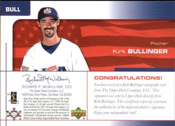 2004 Upper Deck USA 25th Anniversary - Signatures Red Ink #BULL Kirk Bullinger Back