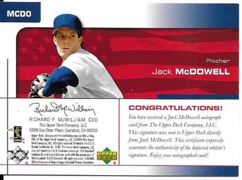 2004 Upper Deck USA 25th Anniversary - Signatures Red Ink #MCDO Jack McDowell Back