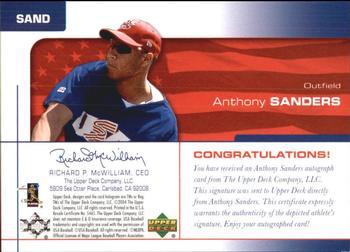 2004 Upper Deck USA 25th Anniversary - Signatures Red Ink #SAND Anthony Sanders Back