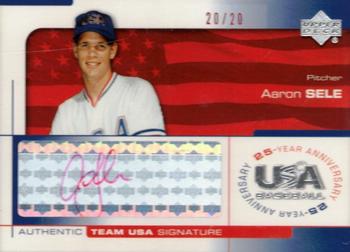 2004 Upper Deck USA 25th Anniversary - Signatures Red Ink #SELE Aaron Sele Front