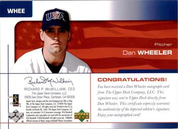 2004 Upper Deck USA 25th Anniversary - Signatures Red Ink #WHEE Dan Wheeler Back