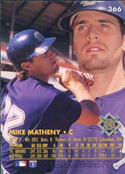 1996 Ultra #366 Mike Matheny Back