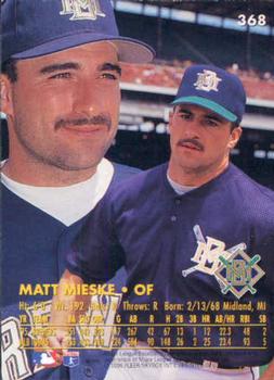 1996 Ultra #368 Matt Mieske Back
