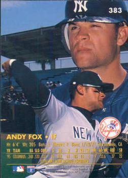 1996 Ultra #383 Andy Fox Back