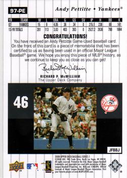 2008 Upper Deck - 1997 UD Game Jersey #97-PE Andy Pettitte Back