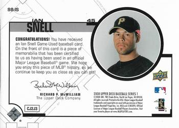2008 Upper Deck - 1998 UD Game Jersey #98-IS Ian Snell Back