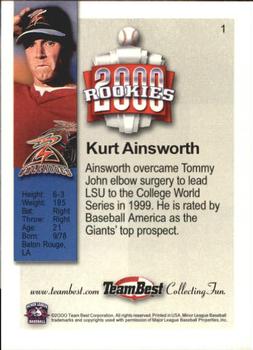 2000 Team Best Rookies #1 Kurt Ainsworth Back