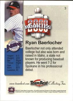 2000 Team Best Rookies #3 Ryan Baerlocher Back